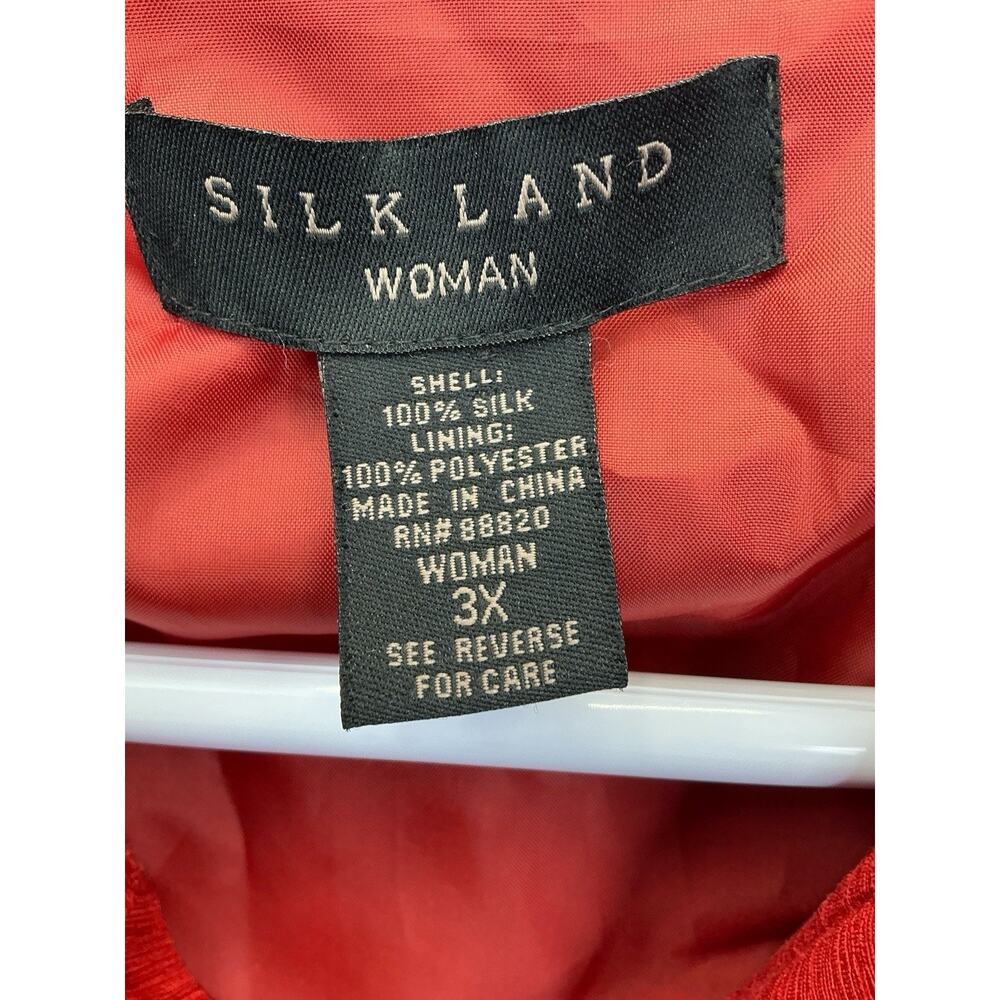 Silk Land Red Floral Embroidered 100% Silk Jacket Blazer 3/4 sleeve SZ.3X - Picture 7 of 14